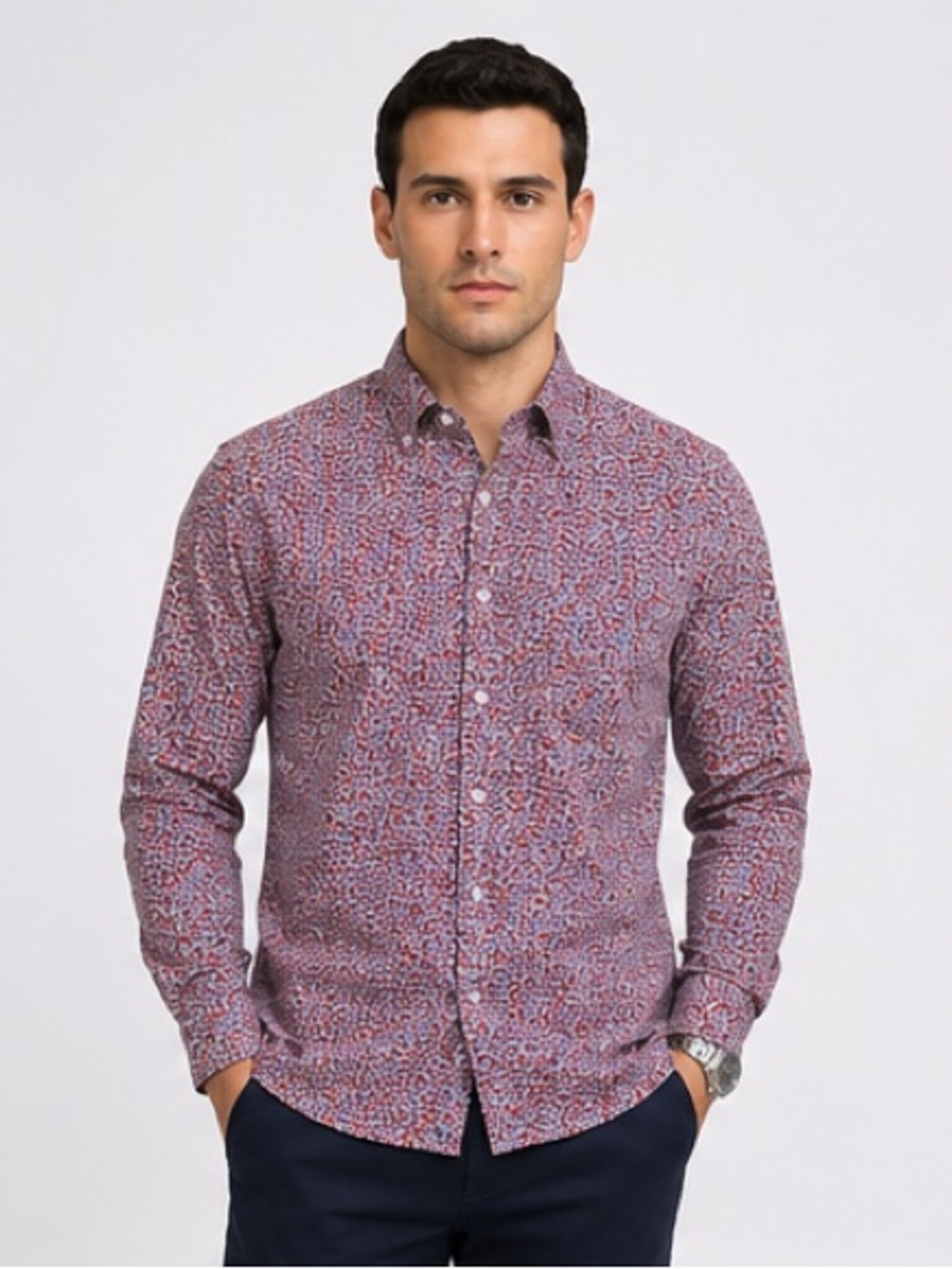 NWOT Perry Ellis Blue and Red Floral Button Down Men’s Shirts size M